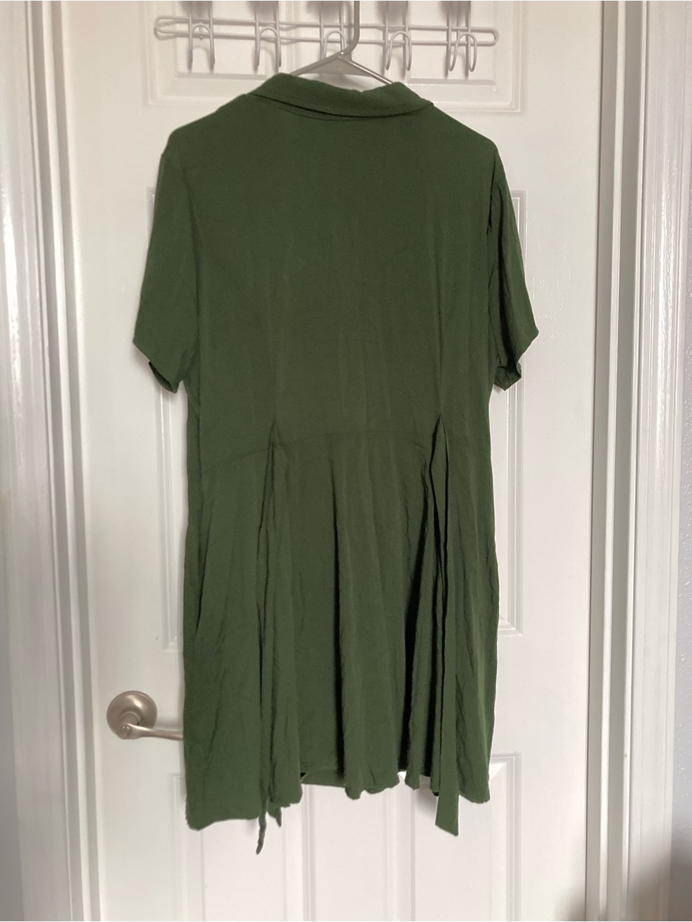 Olive Green Embroidered Button-Front Dress - Picture 3 of 6